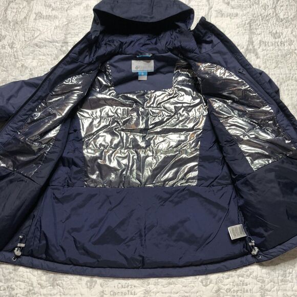 Columbia Women’s Omni Tipton Peak Hooded Insulated Jacket Navy Blue Sz L 186457 - Picture 2 of 14